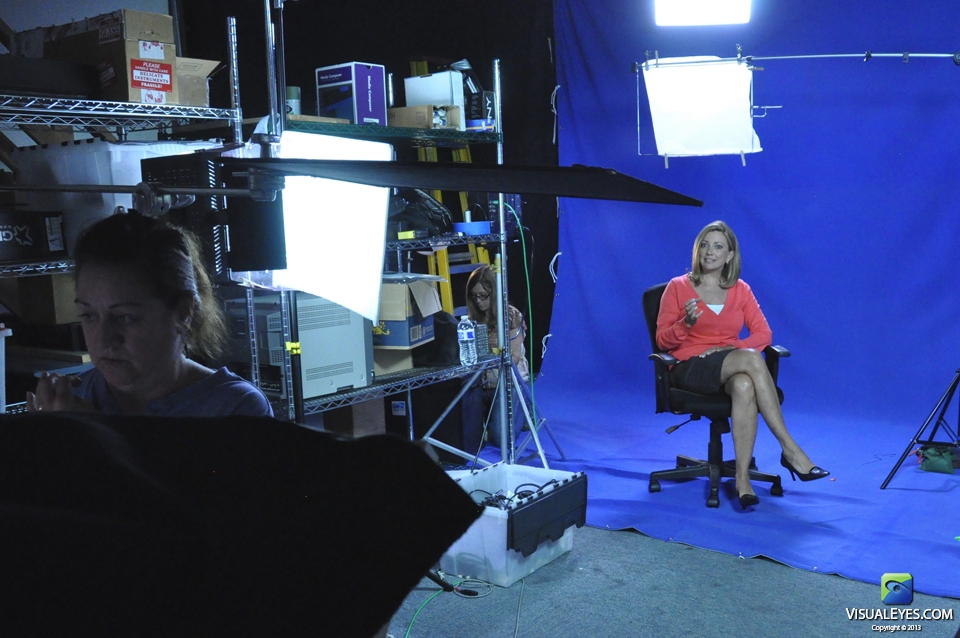 VISUAL EYES Emotive Storytelling Team on set with Julia Parker during Virtual Health Assistant project